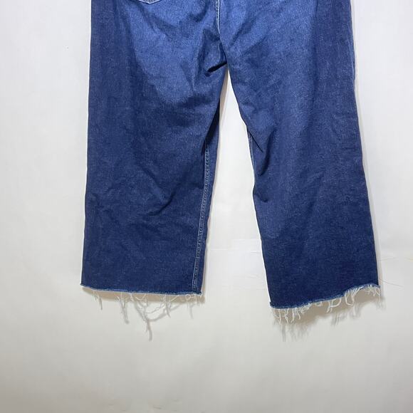 Boden Denim Wide Leg Jeans Womens 16 Raw Frayed Hem Faded Pockets Hi Rise - Picture 5 of 9